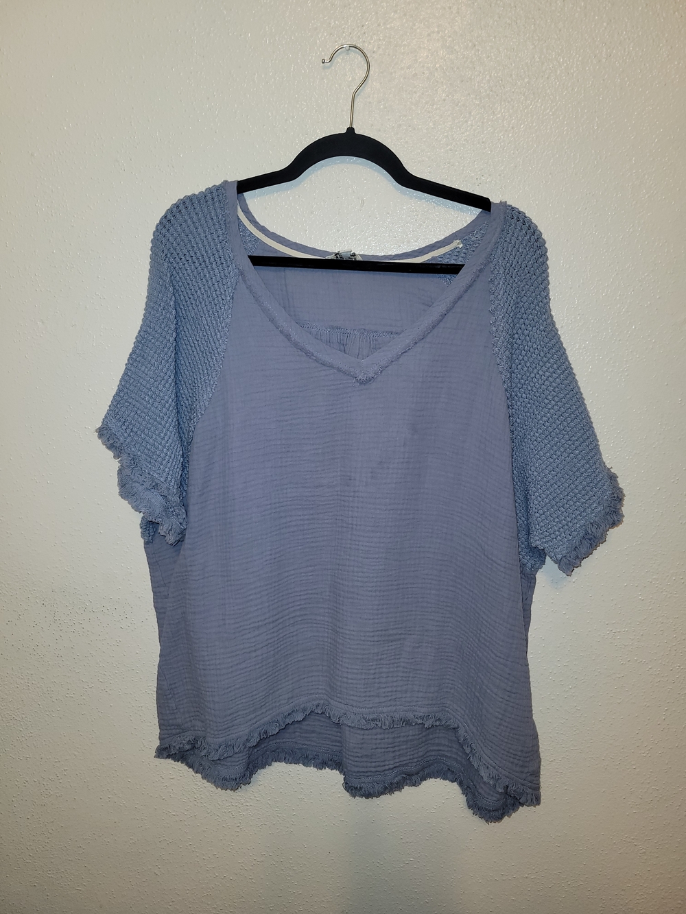 Umgee USA Lavender Gauze Top | Size Large | Boho Textured Sleeve Blouse
